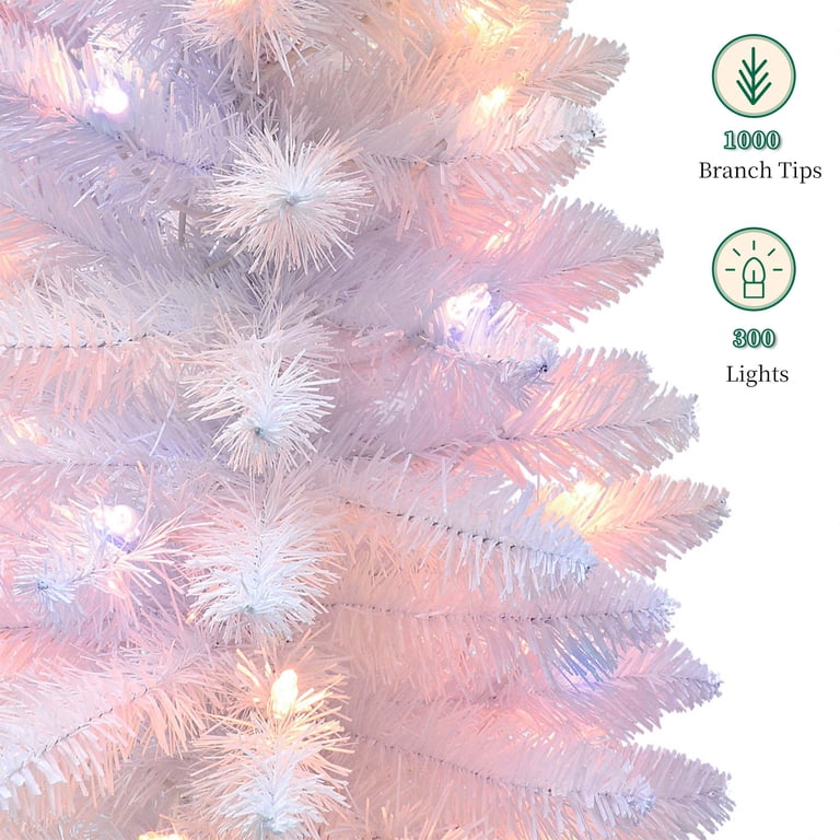 Lookfly Pre-Lit Artificial Christmas Tree,6ft White Christmas Tree