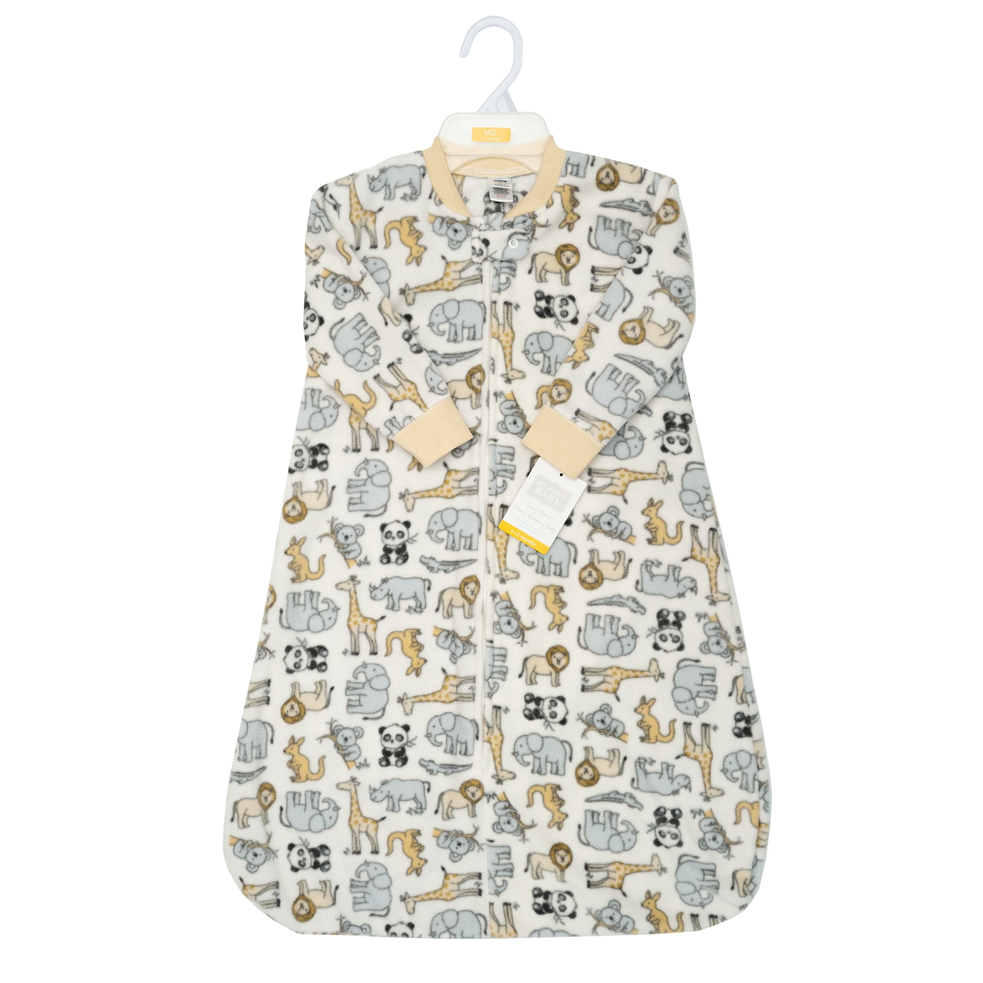 Hudson Baby Long-Sleeve Fleece Sleeping Bag, Kangaroo Neutral, 0-6 Months