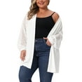 thumbnail image 4 of Agnes Orinda Women's Plus Size Lightweight Cardigan Crochet Knit Hollow Out Lace Long Sleeve Casual Open Front Sweater  1X White, 4 of 4