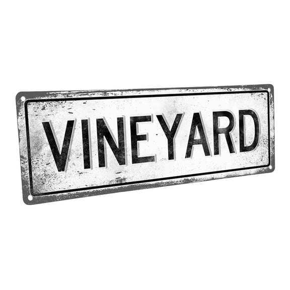 Vineyard 4"x12" Metal Sign, Wall Décor for Kitchen and Dining