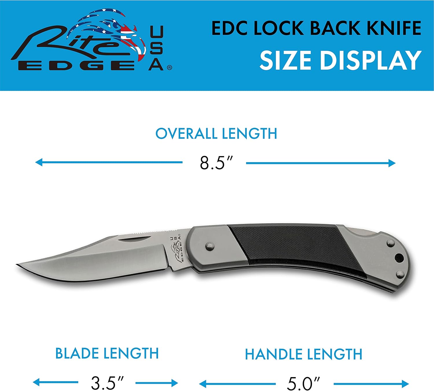 SZCO 8.5" Black G10 Handle Lock Back Folding Knife – 440 Stainless Steel Blade, Leather Sheath – Folding Utility Pocket Knife for Everyday Carry