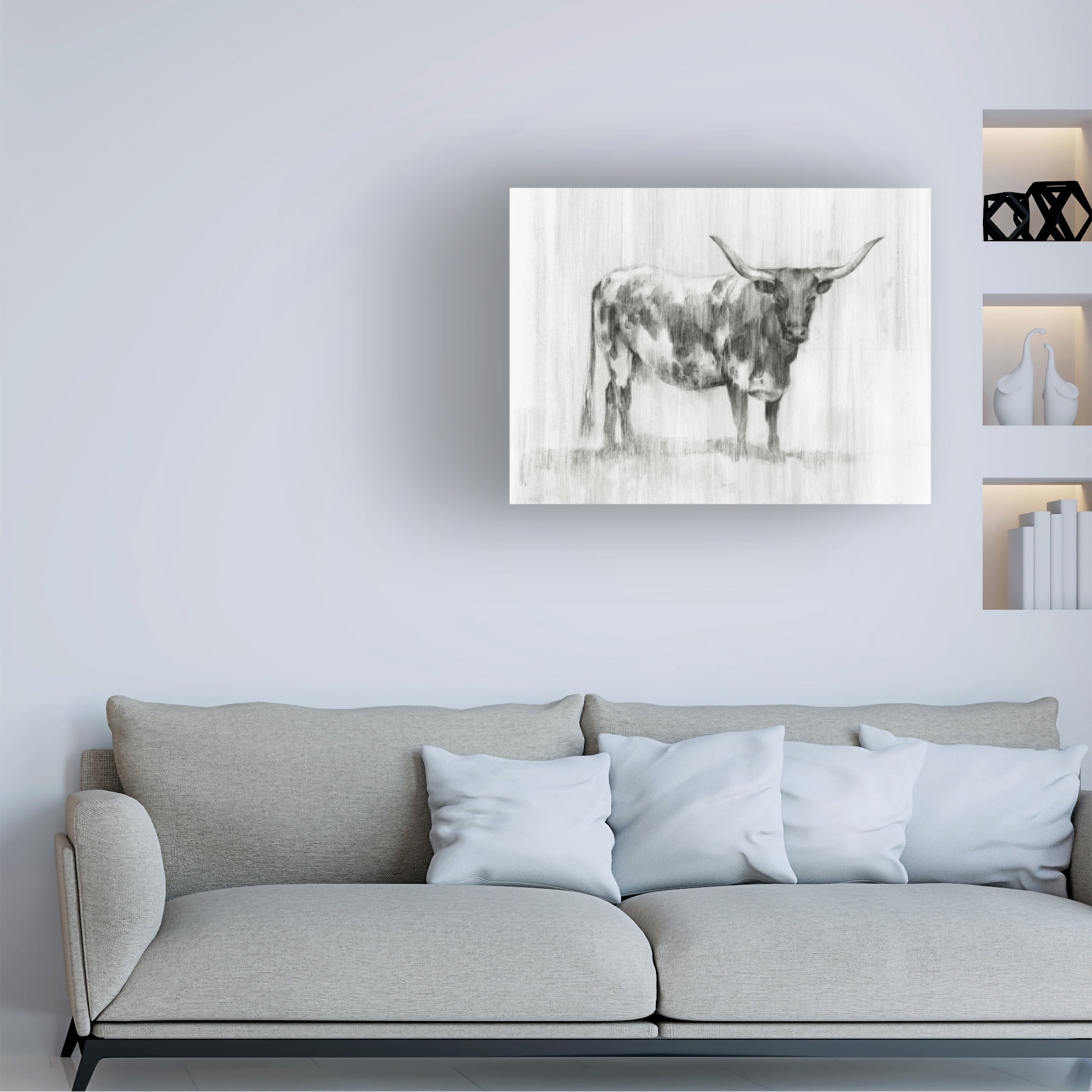 Canvas Wall Art - Ethan Harper 'Rustic Bovine I' Wall Art for Living Room, Bedroom, or Office Décor by Trademark Fine Art - 47 x 35 Inches