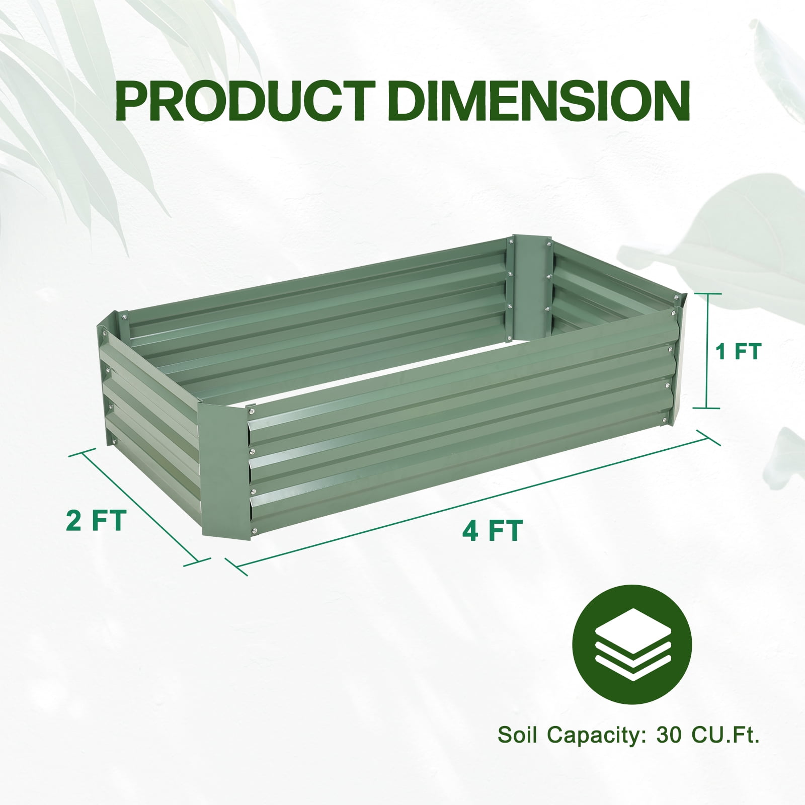 Aoodor Outdoor Metal Raised Garden Bed 4' x 2' x 1' Rust Resistance Planter Box