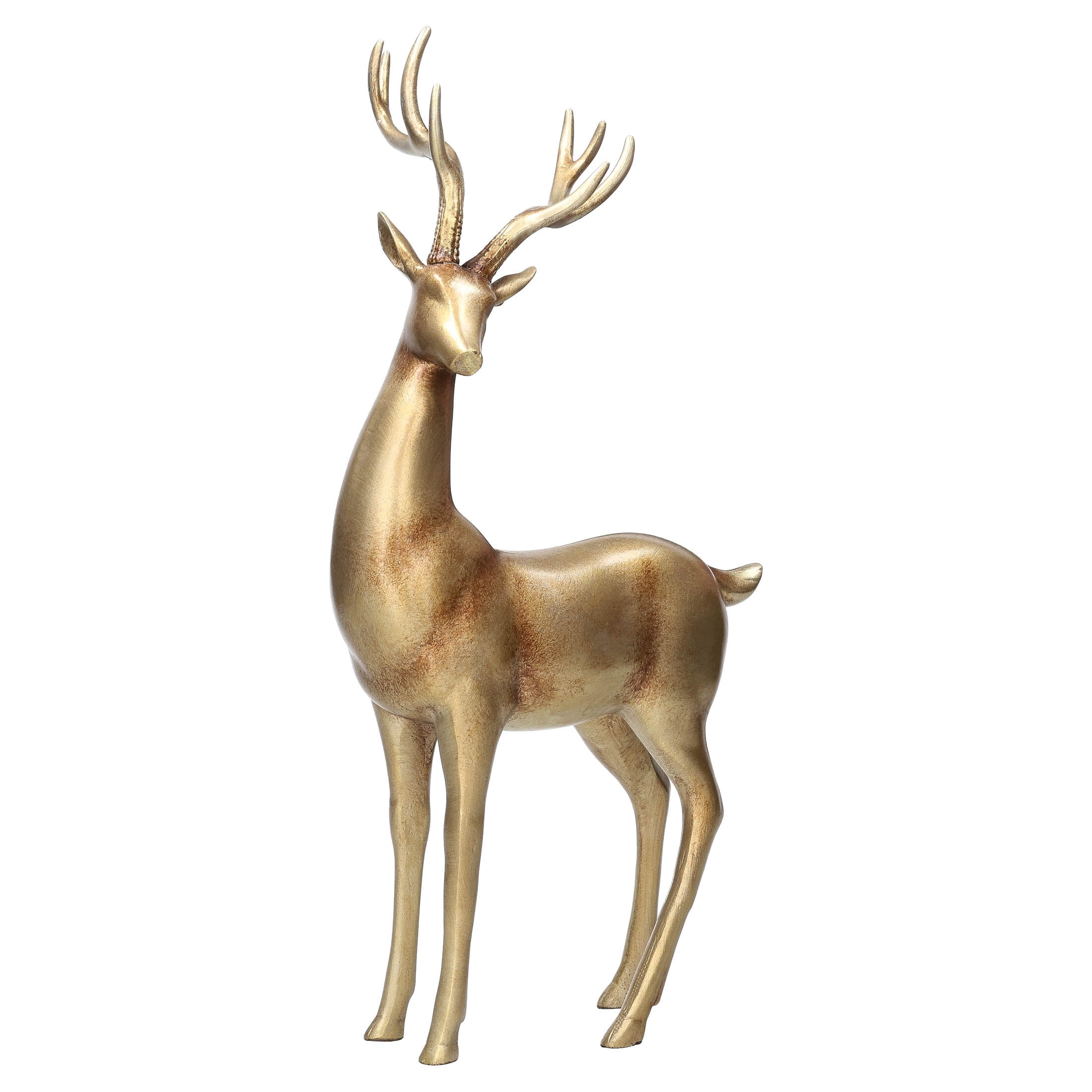 My Texas House Standing Deer Christmas Decoration, Gold, 15.5"