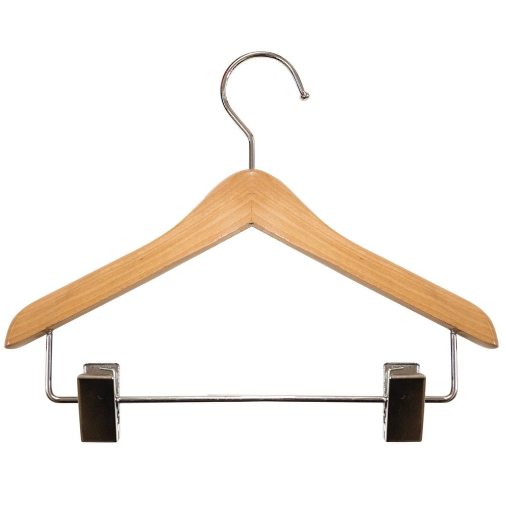 NAHANCO 8" Natural Wooden Coordinate Mini Hangers with Clips 100