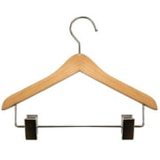 NAHANCO 8" Natural Wooden Coordinate Mini Hangers with Clips - 100 Count