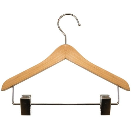 NAHANCO 8" Natural Wooden Coordinate Mini Hangers with Clips - 100 Count