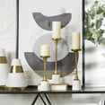thumbnail image 2 of DecMode 3 Candle Gold Aluminum Metal Slim Candle Holder with White Marble Base, Set of 3, 2 of 13