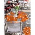 thumbnail image 4 of Outdoor Tablecloth with Umbrella Hole and Zipper, Orange Halloween Round Table Cloth 60 Inch Waterproof Tablecloth, Cat Bat Ghost Pumpkins Picnic Table Cover for Patio Camping, 4 of 7