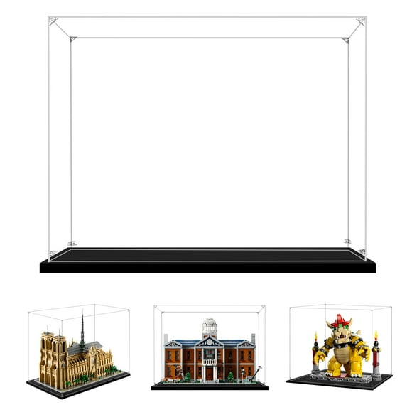 LILIKAKA Acrylic Display Case for Lego 76294 X-Mansion, 71411 Mighty Bowser or 21061 Notre-Dame de Paris, 17.71x11.81x13.77inch (45x30x35cm), Protect Your Collectibles f