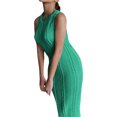 thumbnail image 2 of VISgogo Vestido de tubo de punto para mujer, Adultos Verano Sin mangas Color sólido Cuello redondo Una pieza VISgogo moda, 2 of 9