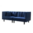 thumbnail image 3 of Velvet Futon Sofa with 2 Pillows, Modern Convertible Recliner Couch with Sturdy Legs and 2 Adjustable Angles, Loveseat Sleeper Sofa for Living Room, Bedroom and Office, Easy Assembly, Navy Blue, 3 of 7