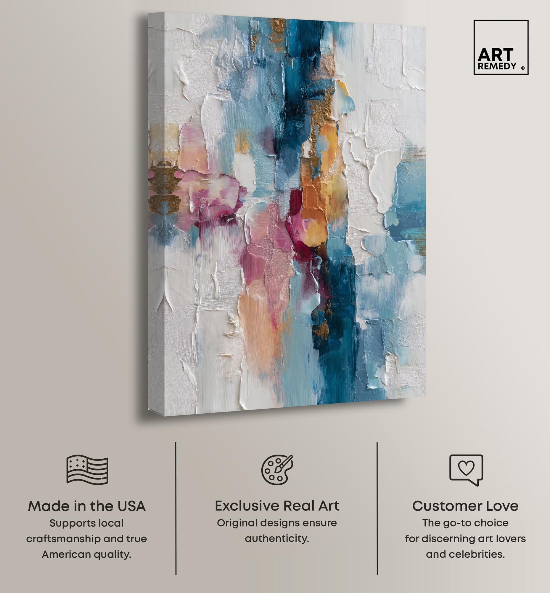 Petal Pink and Ocean Blue II Canvas Modern Wall Decor by Art Remedy, Gallery Wrapped, 36 x 54