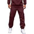 thumbnail image 6 of Baggy Sweatpants for Men Elastic Waist Running Drawstring Joggers Sports Workout Tapered Sweat Pants with Pockets Wine 3XL, 6 of 9
