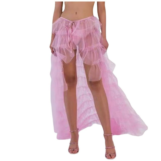 Jupes à Franges pour Femmes Jupes de Tennis pour Femmes Jupe de Lit en Denim pour Femmes Jupe de Lit Ajustable Jupe de Remorque de Lit Mode Décontractée Queue Fluide Jupe Plissée en Maille Taille Haute Décontractée Rose Taille Unique