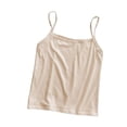 thumbnail image 6 of idosla Spaghetti Strap Crop Tank Tops for Women Cute Summer Camisoles for Teens Fitted Basic Layering Cami Undershirts (Beige, One Size), 6 of 9