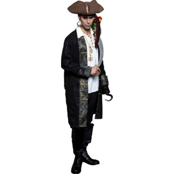 Ahoy Matey Caribbean Pirate Jacket Captain Fancy Dress Halloween Adult Costume