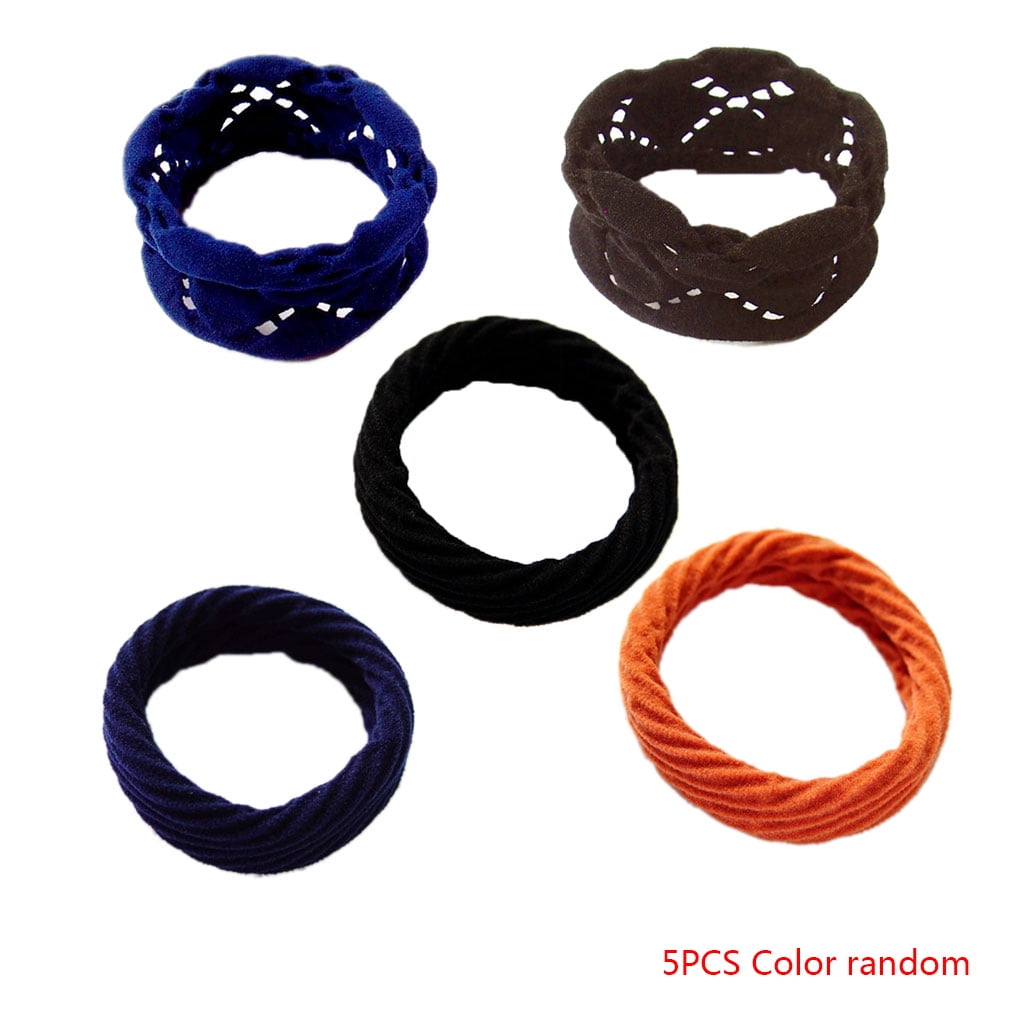 5pcs Set Thick Wide Seamless Hair Ties Elastic Bands Ponytail