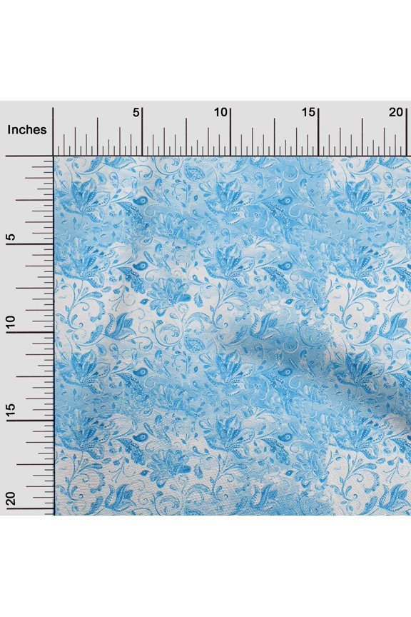 Viscose Chiffon Blue Fabric Water Color Craft Projects Decor Fabric Printed By The Yard 42 Inch Wide-HJS