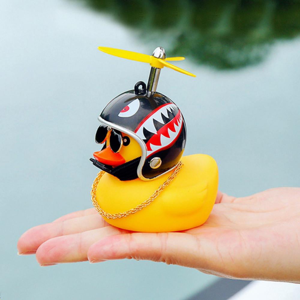 wonuu Rubber Duck Toy Car Ornaments Yellow Duck Car Dashboard Decorations  with Propeller Helmet (S-Rainbow)