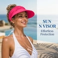 thumbnail image 4 of Gsakboxl Women UPF50+ Foldable Ponytail Sun Visor Cap, Ice Feel Lightweight Large Brim Empty Top Sports Hat for Outdoor Workout Hiking Skull Cap Hot Pink One Size, 4 of 7