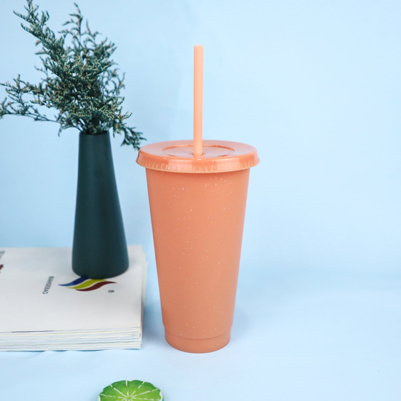 700ml 710ml 24oz reusable blank plain plastic cup cold cup coloured cup  colored cup straw cup plastic tumbler with straw and lid