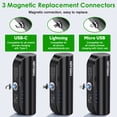 thumbnail image 3 of Mini Power Bank GKG 5000mAh Portable Charger with Lightning/Type-C/Micro USB 3 Magnetic Plug, Black, 3 of 7