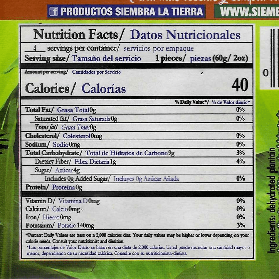 Siembra La Tierra, Plantain Flour, 8 oz Plastic Bag