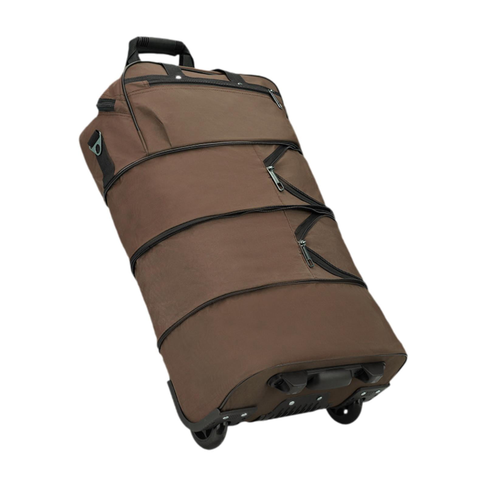 Wzmzjy Rolling Duffel Bag Wheeled Travel Storage for Women Men Compact Weekender Brown
