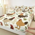 thumbnail image 3 of Homewish Retro Boho Chicken Queen Sheet Sets,Rustic Farmhouse Cabin Flat Sheet,Beige Brown Queen Fitted Sheet For Teens,Luxury Bedroom Decor,4pcs, 3 of 7