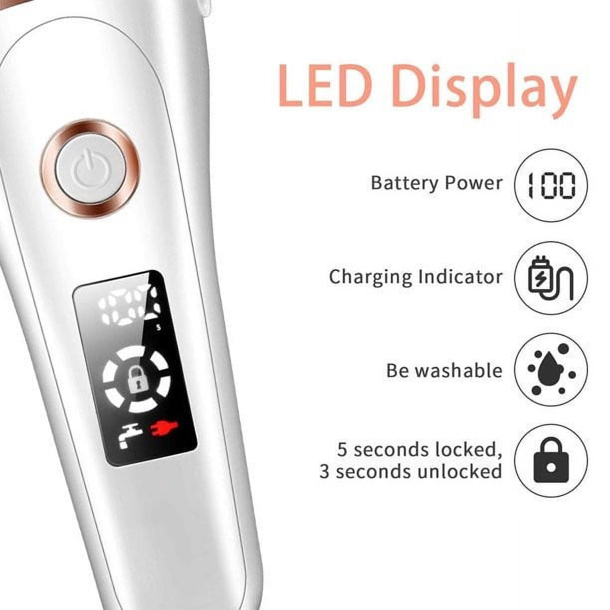Electric Razor for Women, Hair Removal for Women 3 in 1 Wet & Dry Painless Rechargeable for Face, Legs, Underarms, Portable Waterproof Bikini Trimmer Lady Shaver with Child Lock, LED Display