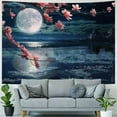 thumbnail image 4 of Creowell Ocean Tapestry Moon Tapestry Wall Hanging Pink Cherry Blossom Japanese Anime Scenery Tapestry for Bedroom Living Room Decor Artistic 40x30inch, 4 of 6
