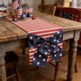 thumbnail image 6 of 4th of July Linen Table Runner American Flag Bow Stars Stripes Independence Day Seasonal Dinner Runner for Home Kitchen Dining Table Decoration 71"x13"inch, 6 of 7