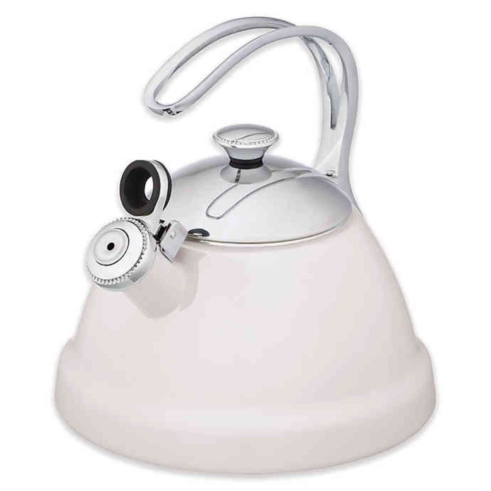 Copco 2quart Beaded Enamel On Steel Tea Kettle in White