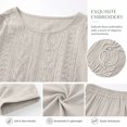 thumbnail image 4 of Aofany Two Piece Sets for Women Cotton Linen Outfits Casual Crew Neck Solid Short Sleeve Top and Wide Leg Pants Set, 4 of 4