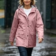 thumbnail image 4 of IUYRTFE Women's Waterproof Hooded Rain Jacket Lightweight Outdoor Windbreaker Coat with Snap Buttons, 4 of 8