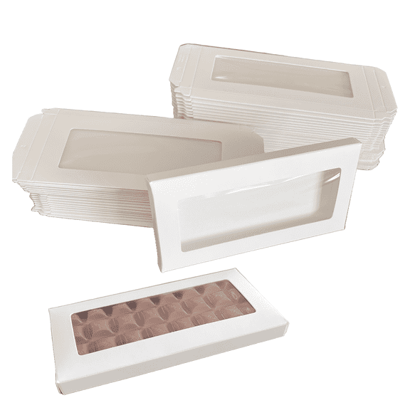 50 Boxes - Chocolate Bar Boxes - with Cello Window - Food Safe - Made in USA