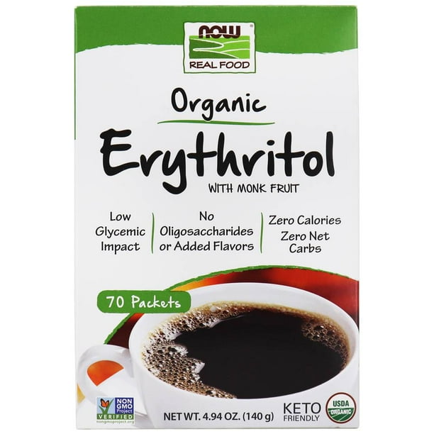 NOW Foods Organic Erythritol Packets with Monk Fruit 70 Packet(s)
