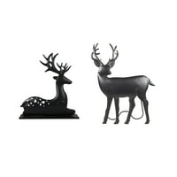Deals on Holiday Time Set of 2 black Finish Couple Deer Silhouette