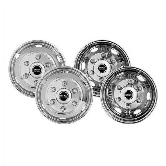Pacific Dualies Wheel Simulator 45-1960 Stainless Steel; Set Of 4; Does Not Fit Aluminum Wheels; Fits 1990-2012 Chevrolet W4500 and W5500