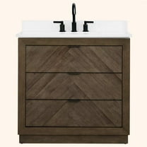 Legion Furniture WH8536-WITH ACW TOP 36 x 85 in. Rectangle Bathroom Vanity - Brown, 1 in. Thick White Artificial Stone