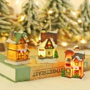 Mini Christmas Village- LED Lighted Christmas Village Houses with Figurines, Christmas Village Collection Indoor Room Decor - Collectible Buildings