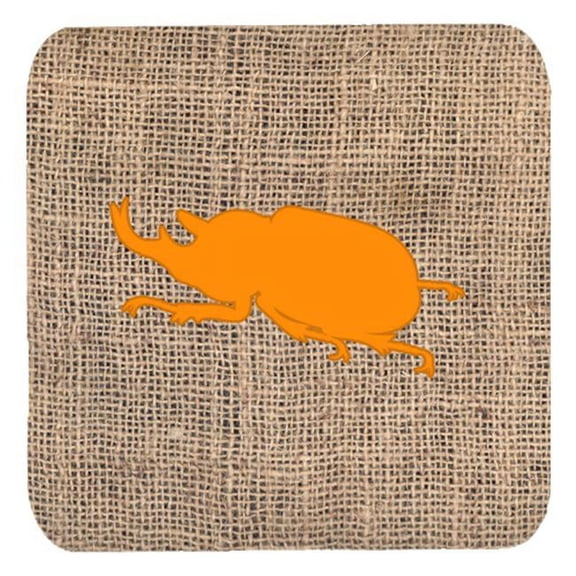 Beetle Burlap And Orange Foam Coasters - Set 4, 3.5 x 3.5 In.
