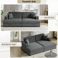 thumbnail image 4 of Harper & Bright Designs Oversized Loveseat Sofa Chaise Lounge Extra Deep Seat Corduroy Sleeper Sofa for 2 People with USB Ports & Cup Holders for Living Room, Dark Gray, 4 of 16