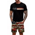 thumbnail image 2 of GrmtClth Usa Flag 2 Piece Outfits for Men Patriotic 4th Of July Tee and Shorts Set Spring Short Sleeve Outfits Fashion Elastic Drawstring Clothing Dark Blue 2XL, 2 of 4
