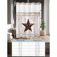 thumbnail image 6 of No Hook Cloth Fabric Shower Curtain with Snap in Liner, Farmhouse Waterproof Shower Curtains Set with See Through Top Window, Rustic Brown Country Star Barn Berry Wooden Bath Curtains Shower 54"x78", 6 of 6