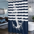thumbnail image 3 of Coastal Anchor Shower Curtains for Bathroom, Seafaring Navy Blue Nautical Anchorage White Stripes Washable Fabric Shower Curtain with Hooks Waterproof Bathroom Decor Sets, 72 x 78 Inches, 3 of 9