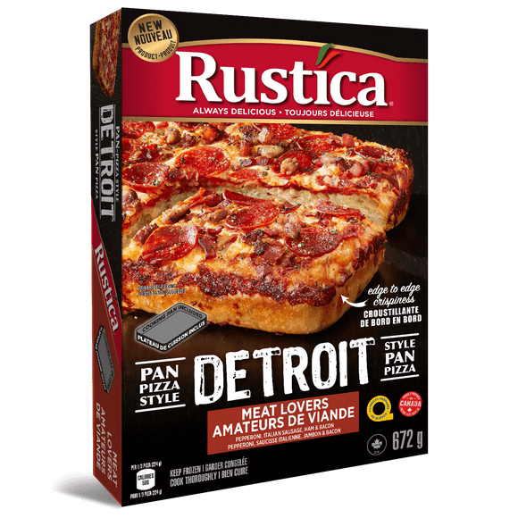 Rustica Detroit Style Pan Pizza Meat Lovers 672 G Frozen, Rustica Detroit Style Pan Pizza Meat Lovers