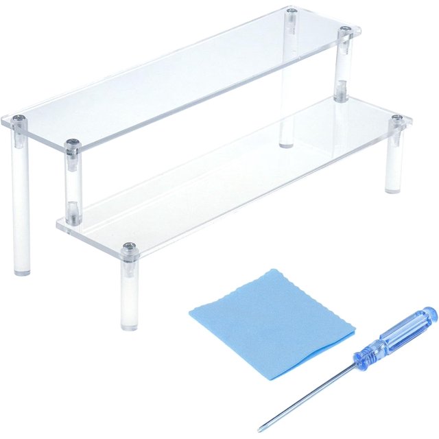 T Tulead 2 Tiers Acrylic Riser Rectangular Display Riser Stand Tabletop Clear Display Riser 3.9-inch Height Cupcake Riser Stand Perfume Display Riser