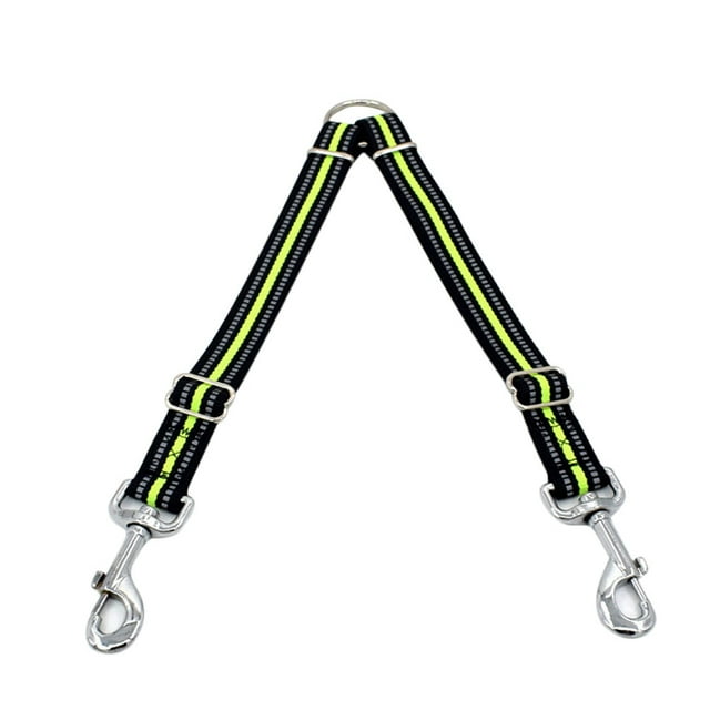 Corde de Traction pour Animaux à Rayures Réfléchissantes Double Sangle pour Chien Chiot (Vert, Tête Unique, Taille g)